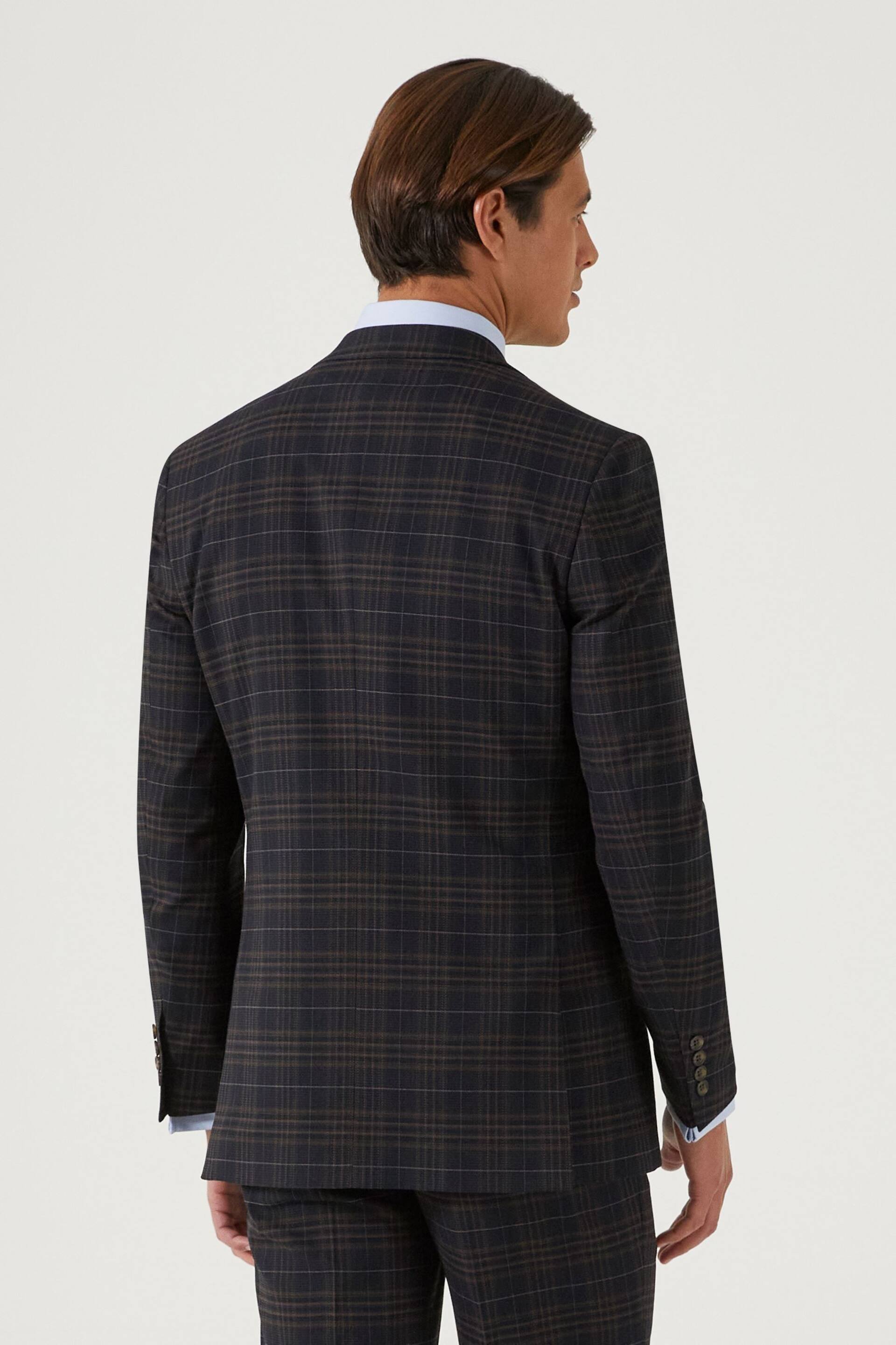 Skopes Alton Check Tailored Fit Black Suit Jacket - Image 3 of 5