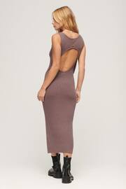 Superdry Brown Backless Knitted Midi Dress - Image 2 of 6