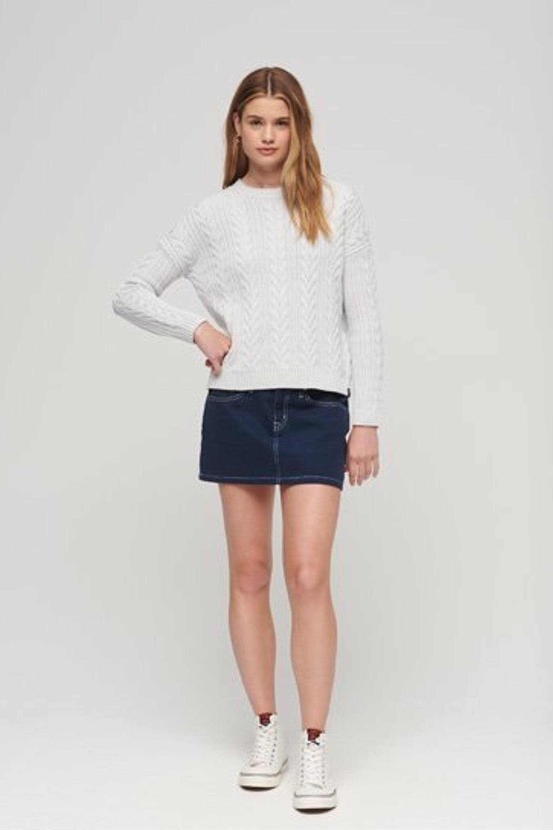 Superdry Grey Dropped Shoulder Cable Crew Jumper - Image 2 of 6