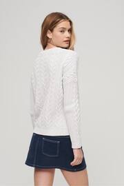 Superdry Grey Dropped Shoulder Cable Crew Jumper - Image 3 of 6
