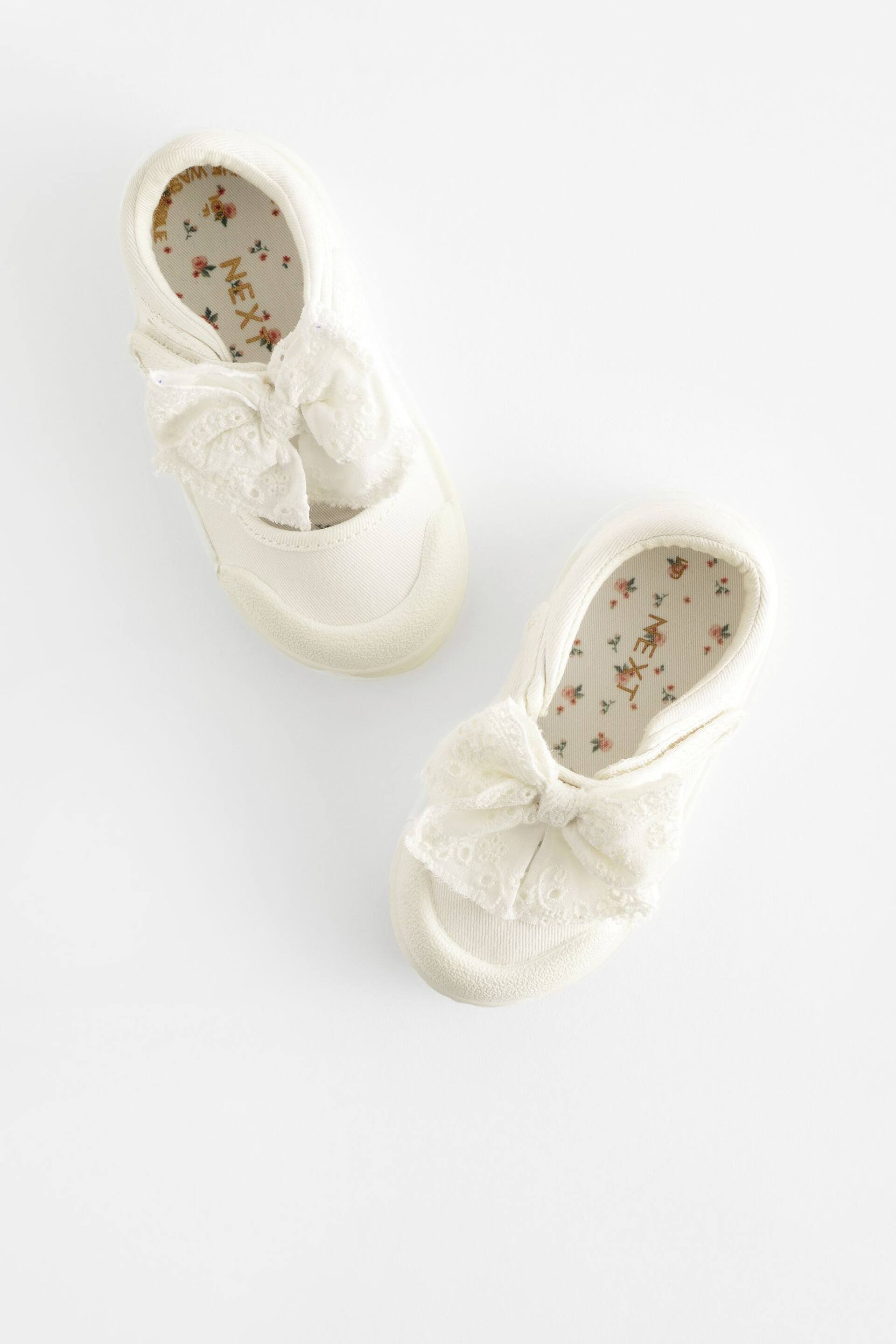 White Wide Fit (G) Machine Washable Mary Jane Shoes - Image 3 of 6