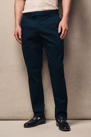 Navy Slim Fit Stretch Sateen Chino Trousers - Image 1 of 9