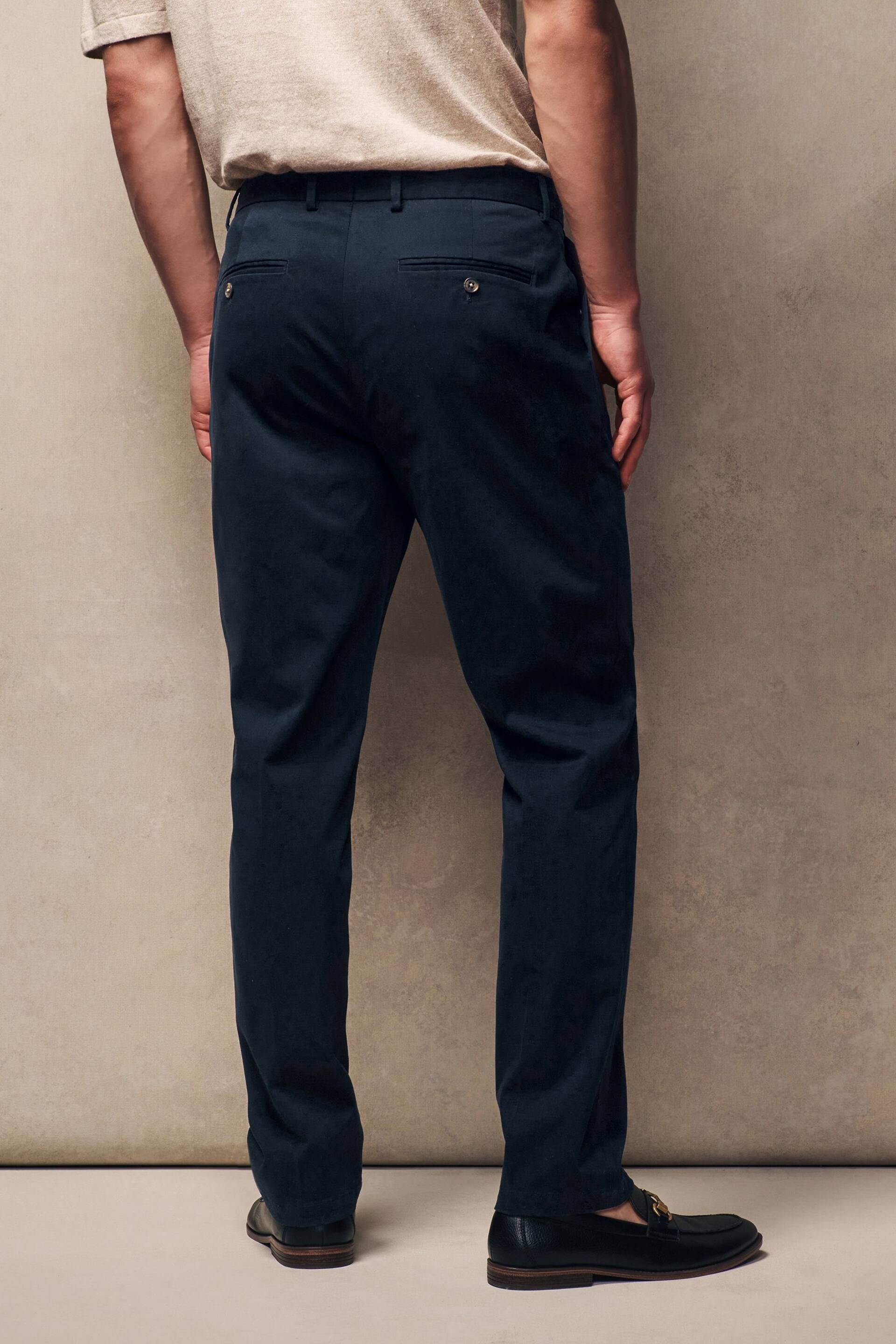 Navy Slim Fit Stretch Sateen Chino Trousers - Image 3 of 9