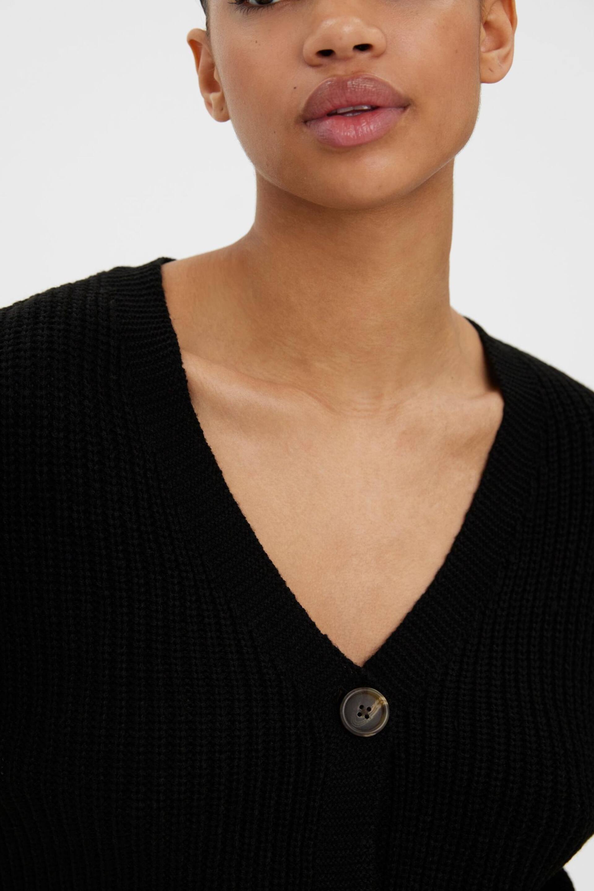 VERO MODA Black V-Neck Button Front Cardigan - Image 4 of 5