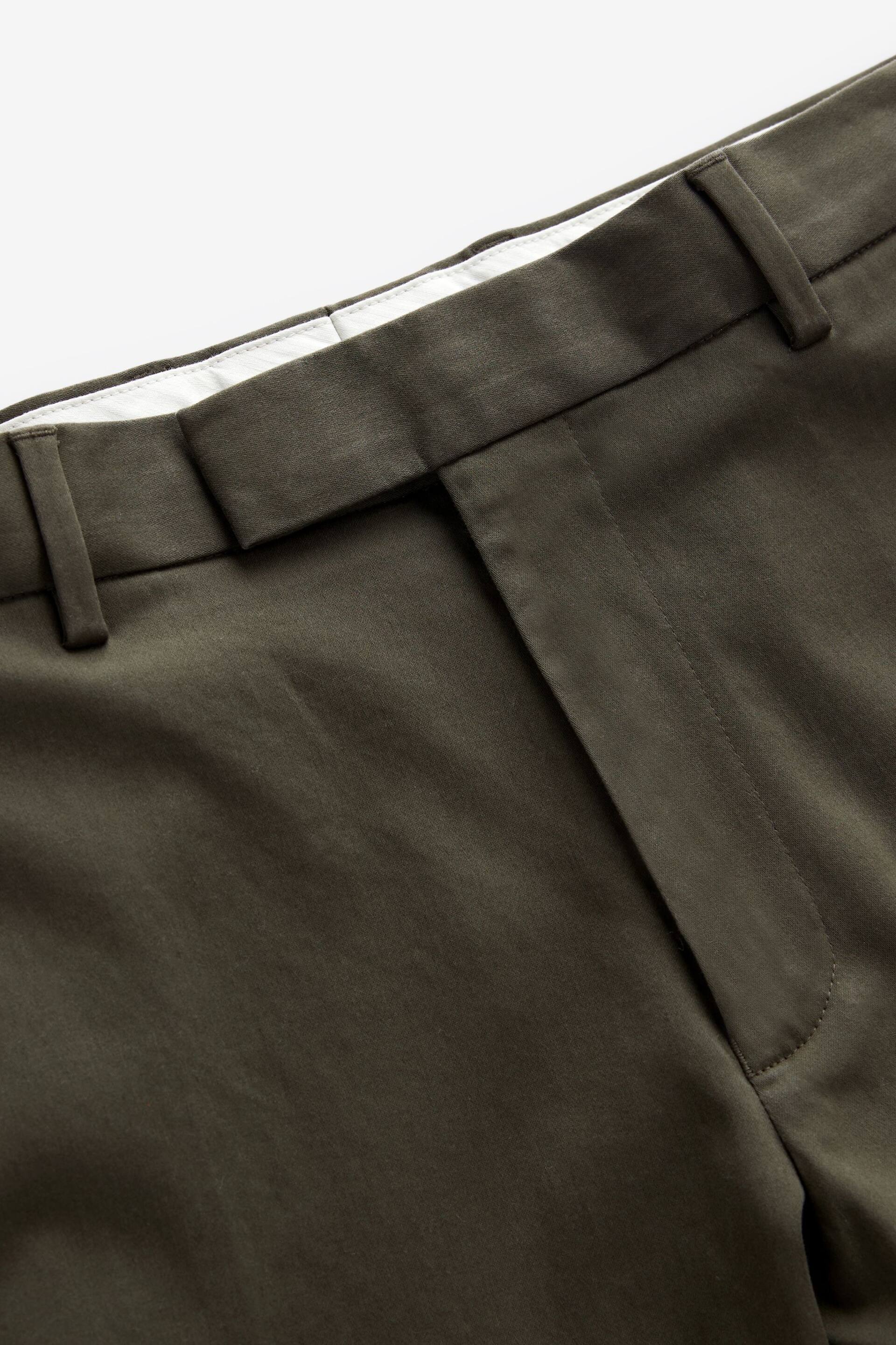 Khaki Green Slim Fit Stretch Sateen Chino Trousers - Image 10 of 11