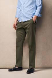 Khaki Green Slim Fit Stretch Sateen Chino Trousers - Image 3 of 11