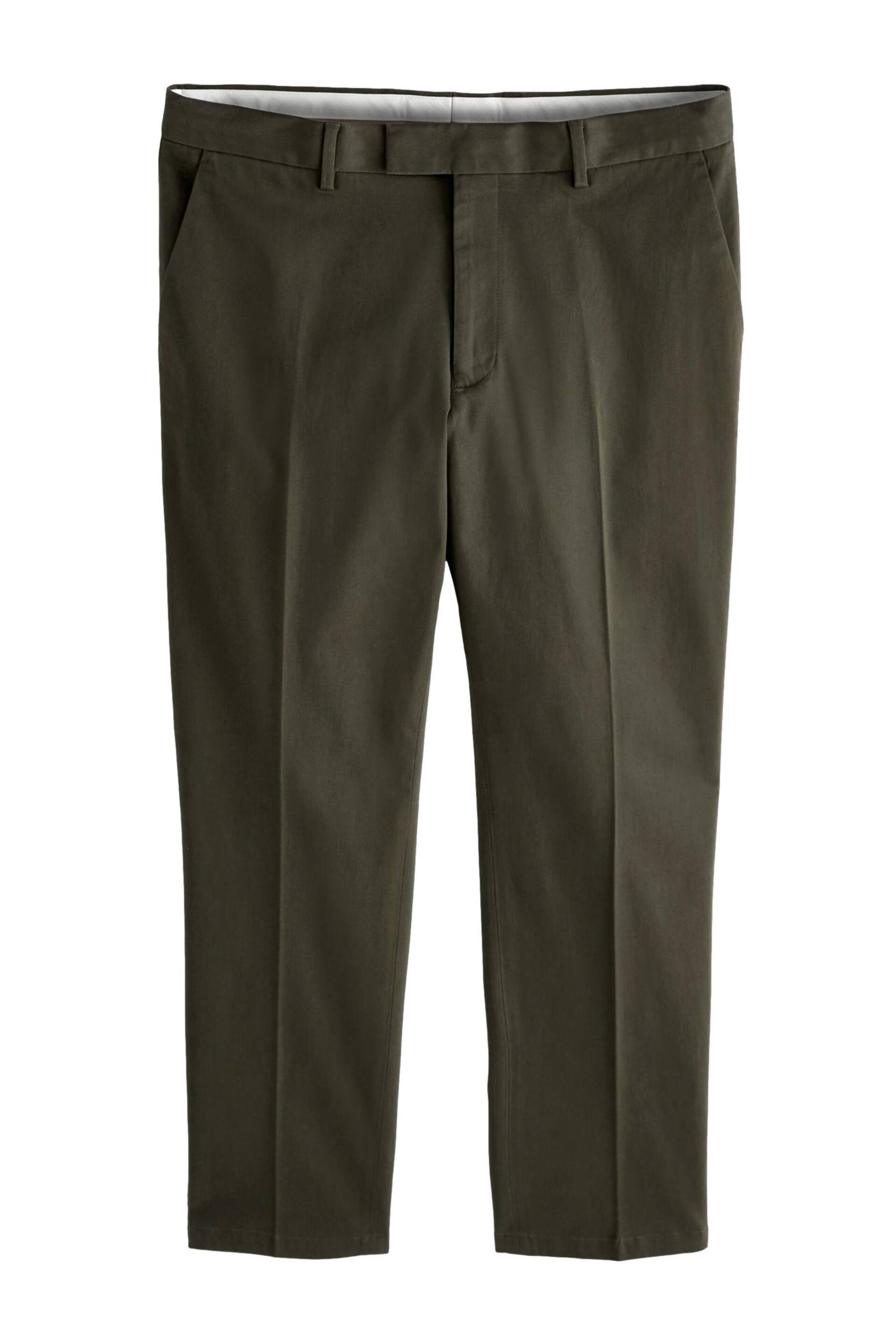 Khaki Green Slim Fit Stretch Sateen Chino Trousers - Image 8 of 11