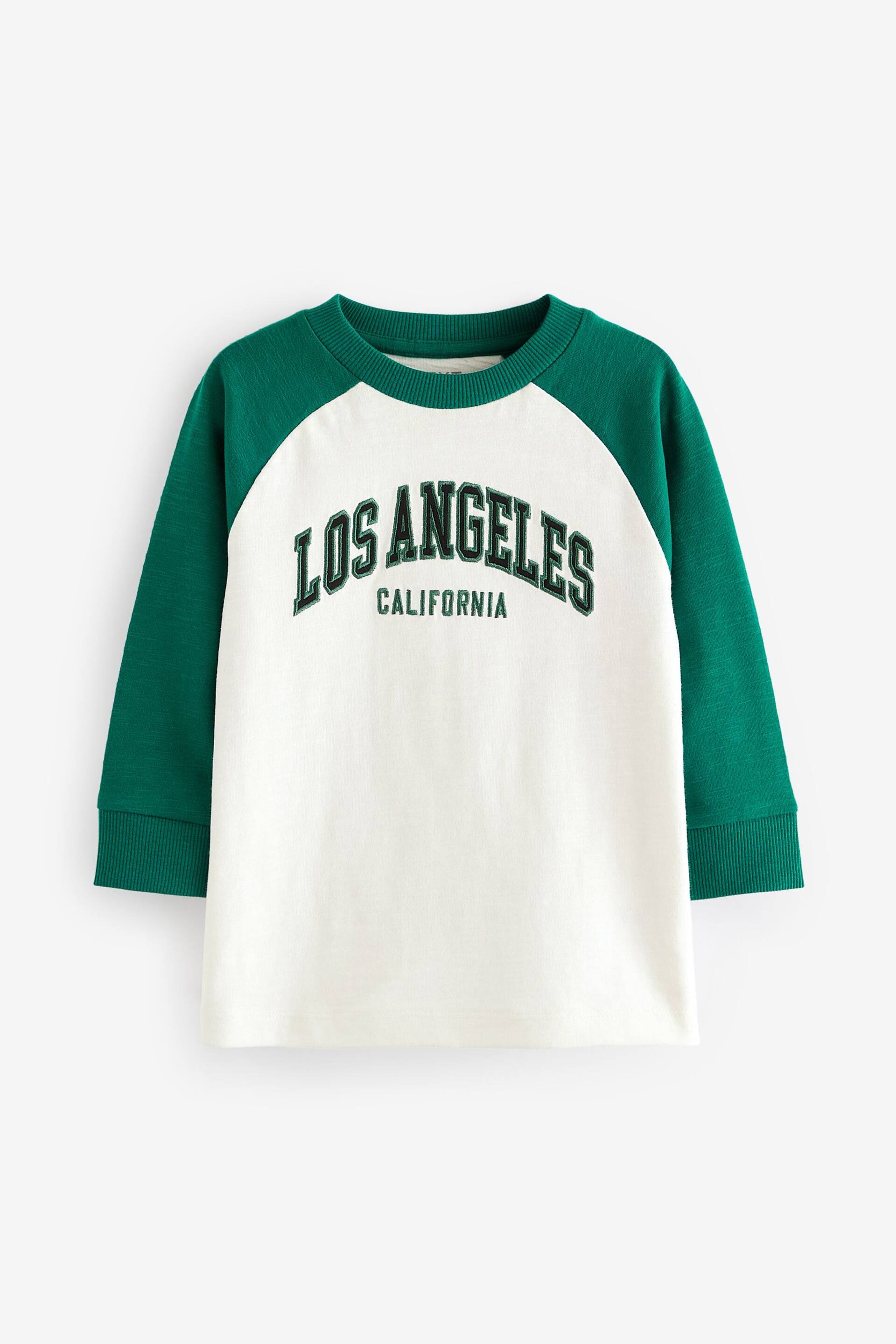 Green Long Sleeve Varsity T-Shirt (3mths-7yrs) - Image 1 of 3