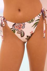 Cream/Pink Floral Tie Side Bikini Bottoms - Image 1 of 6