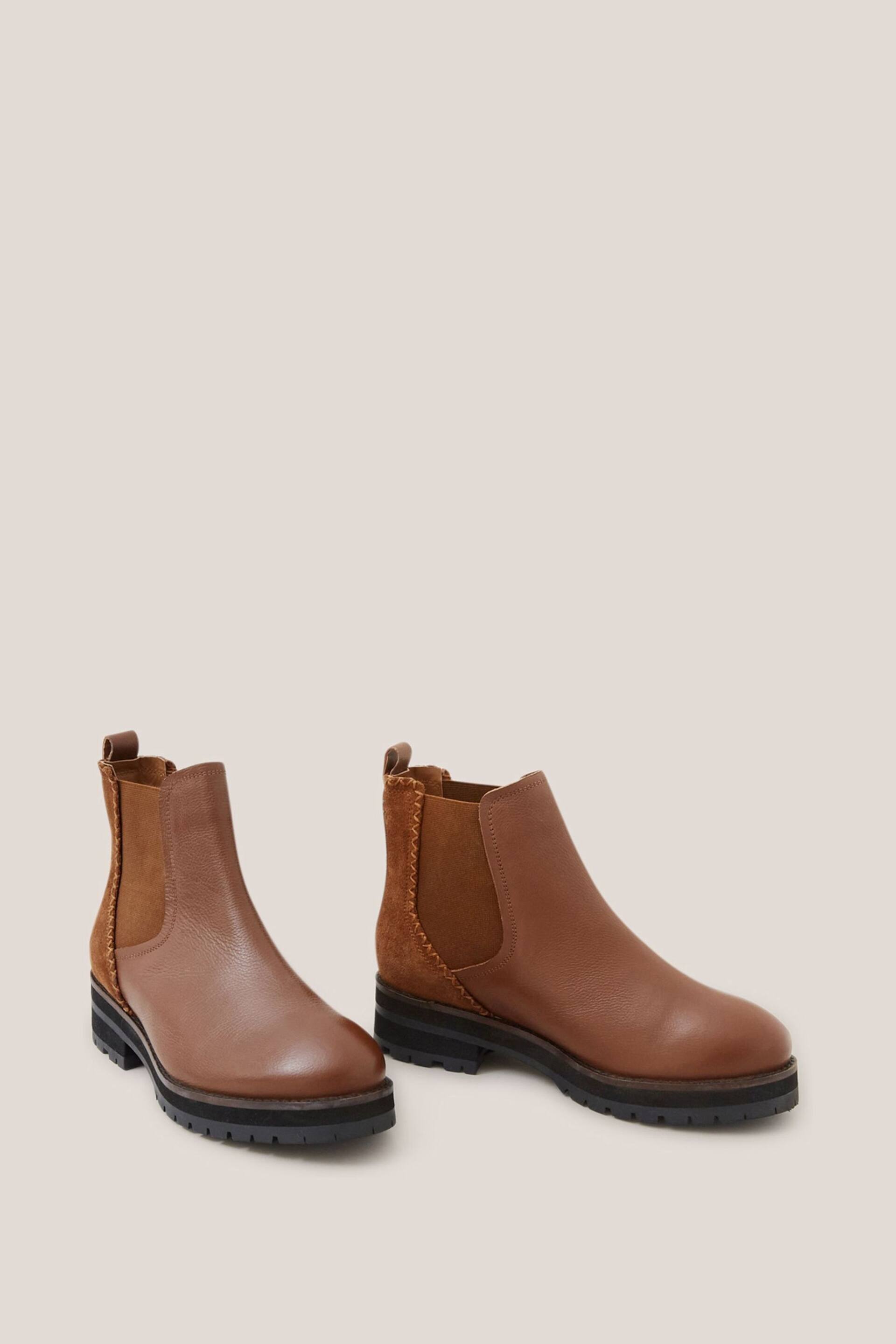 White Stuff Brown Wide Fit Leather Chelsea Boots - Image 2 of 4