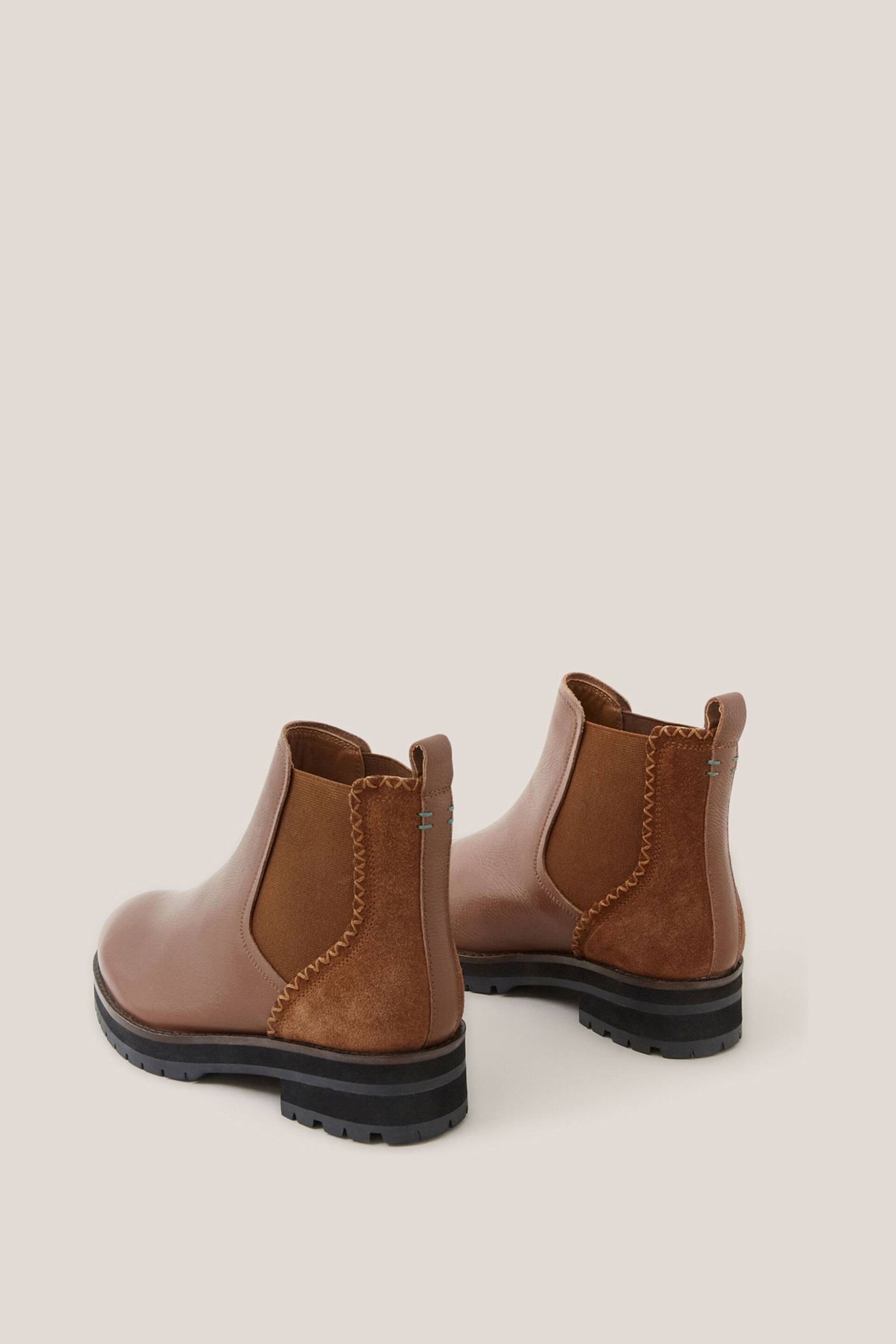 White Stuff Brown Wide Fit Leather Chelsea Boots - Image 3 of 4