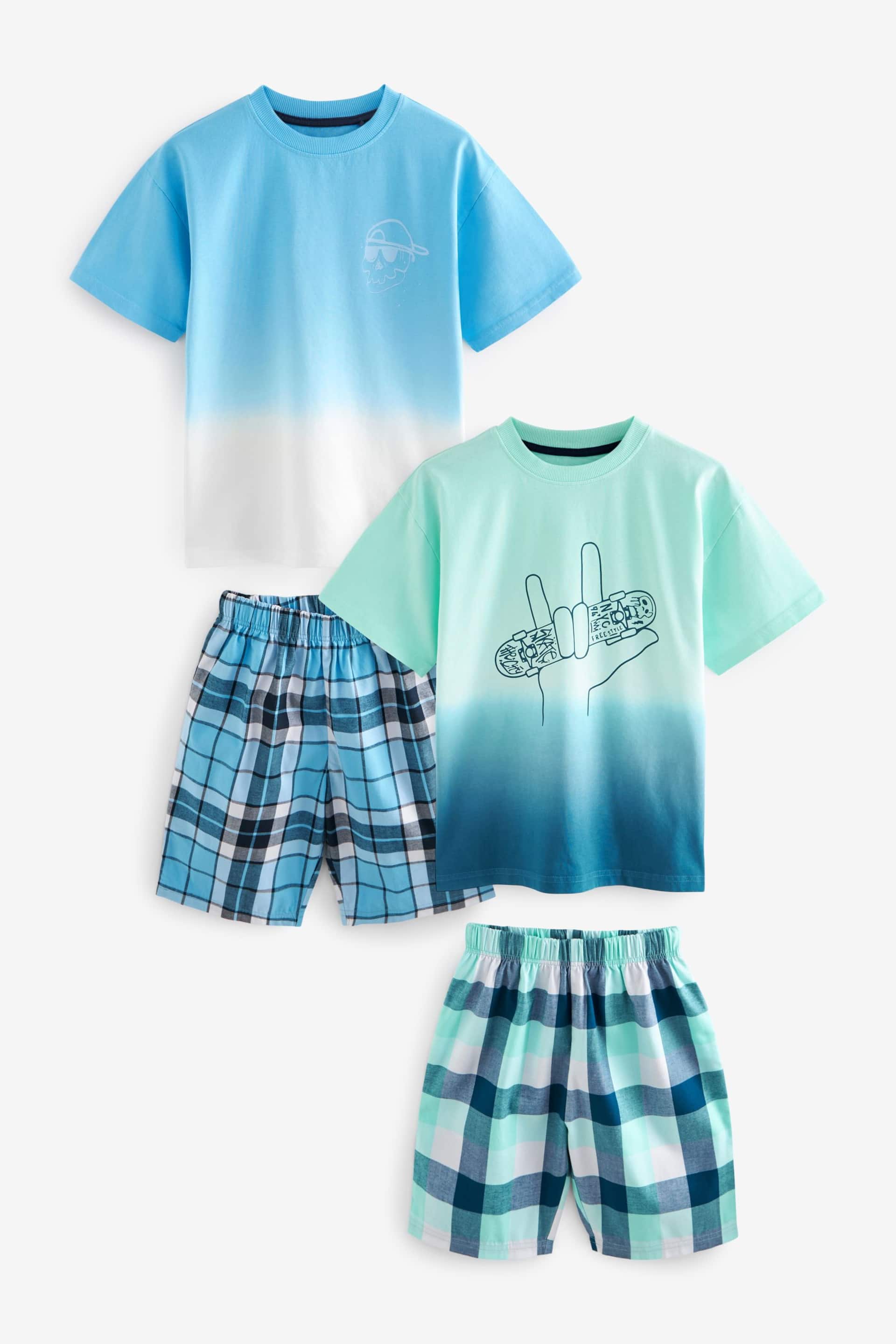 Blue Dip Dye Graphic Short Woven Bottom Pyjamas 2 Pack (3-16yrs) - Image 1 of 6
