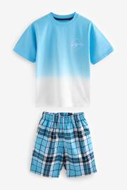 Blue Dip Dye Graphic Short Woven Bottom Pyjamas 2 Pack (3-16yrs) - Image 2 of 6