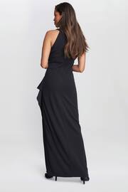 Gina Bacconi Kasandra Halter Beaded Neck Maxi Black Dress - Image 2 of 5