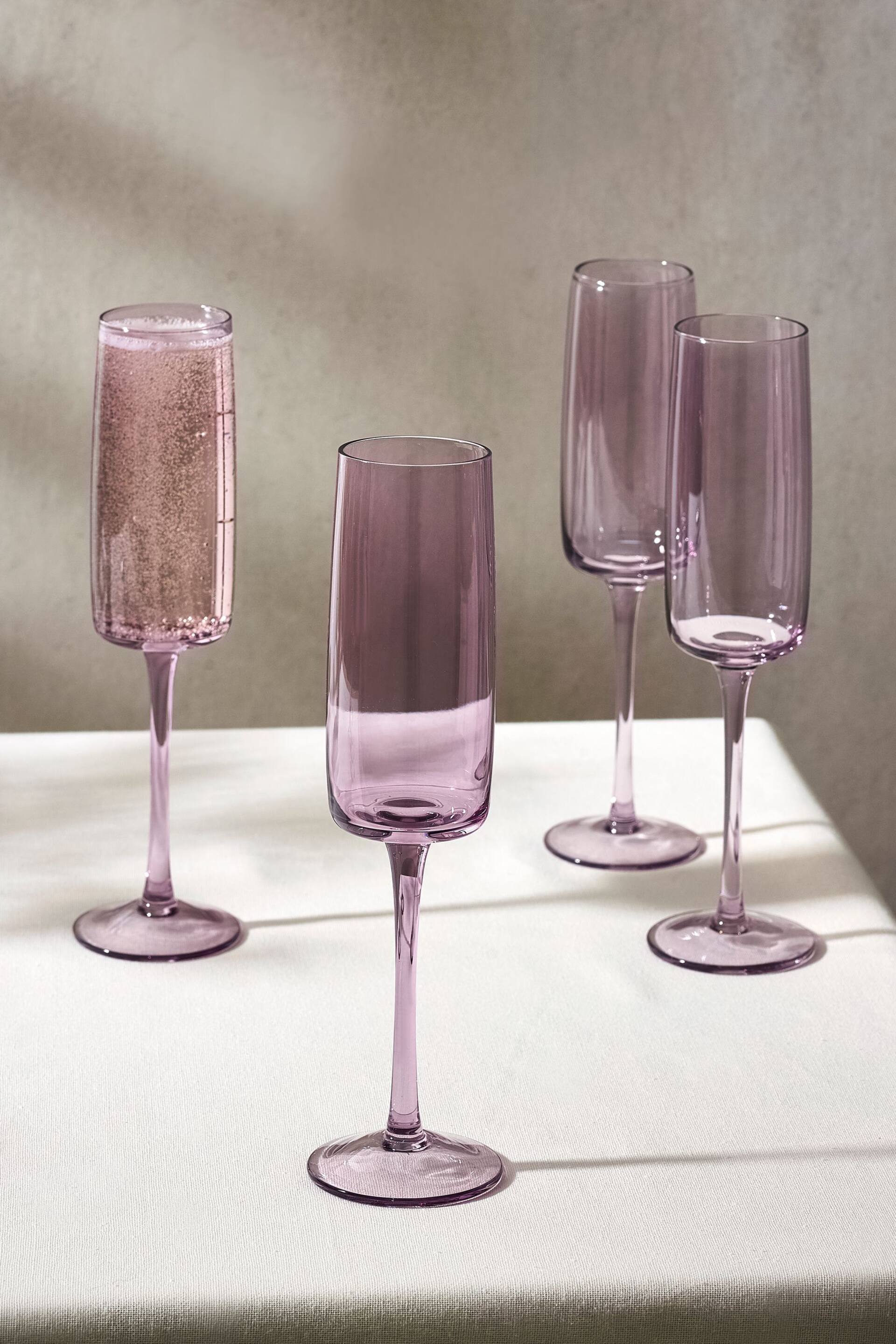 Set of 4 Purple Angular Champagne Flutes - Image 1 of 3
