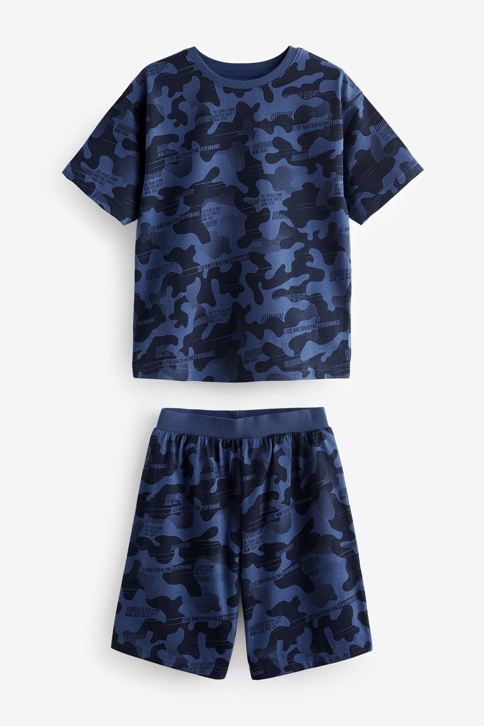 Blue/Grey/Green Camouflage Short Pyjamas 3 Pack (3-16yrs) - Image 5 of 8