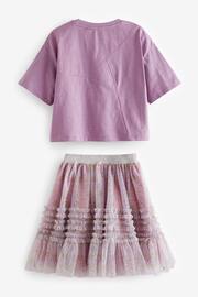 Mauve Purple T-Shirt And Floral Mesh Skirt Set (3-16yrs) - Image 6 of 7