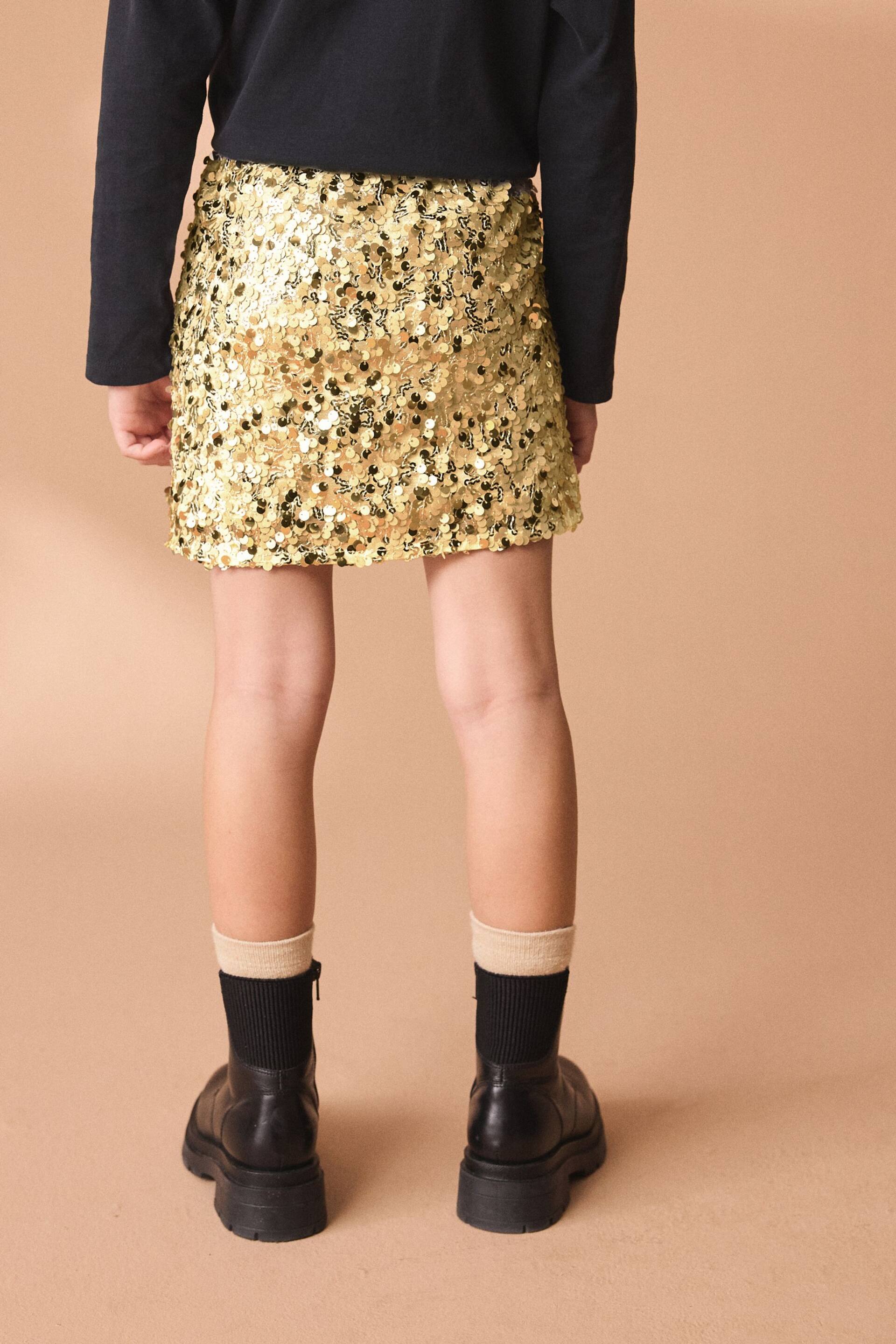 Gold A-Line Sequin Skirt (3-16yrs) - Image 3 of 6
