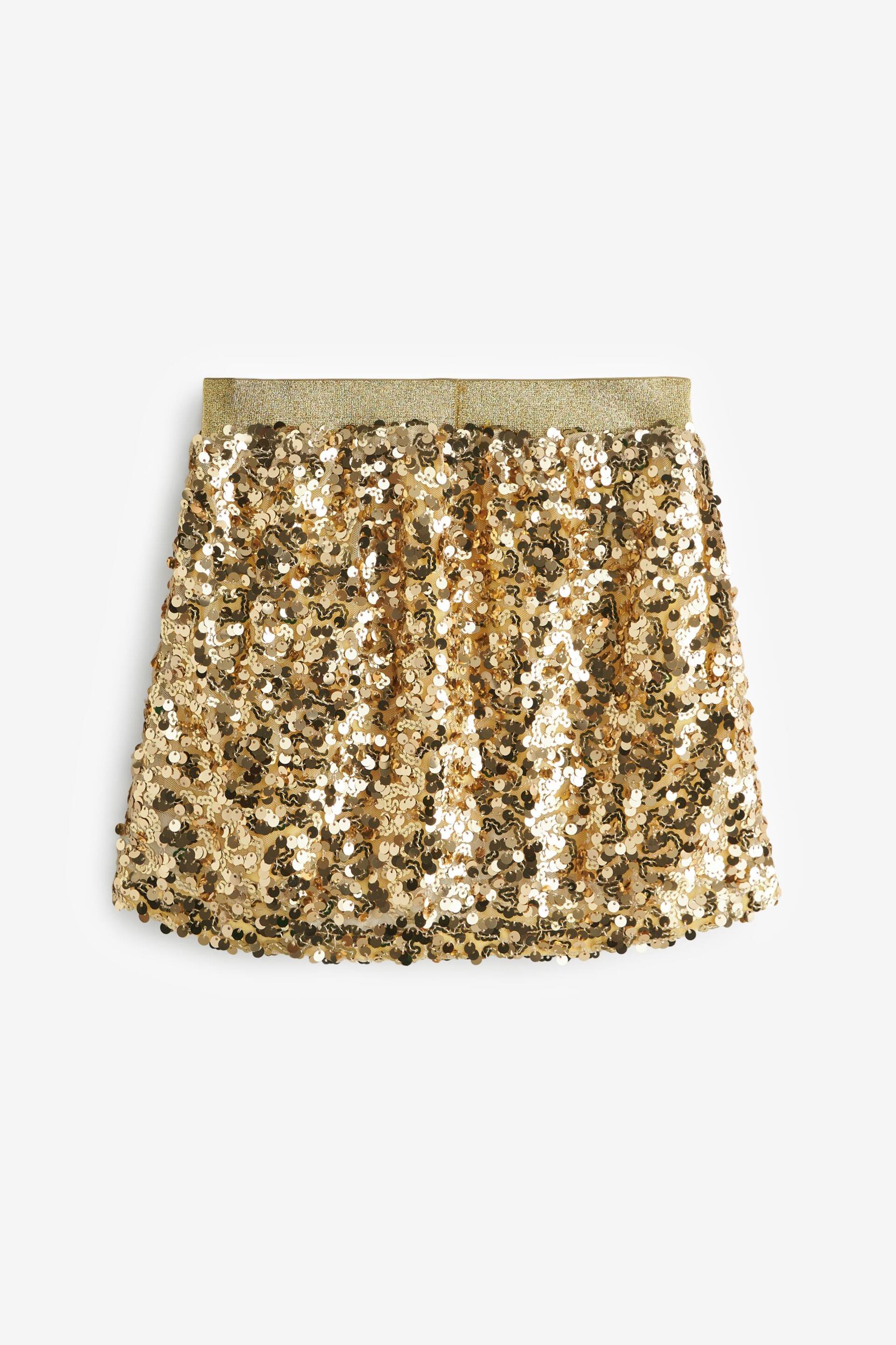 Gold A-Line Sequin Skirt (3-16yrs) - Image 5 of 6