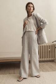 Grey Premium Linen Wide Leg Trousers - Image 1 of 5