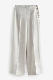 Grey Premium Linen Wide Leg Trousers - Image 5 of 5