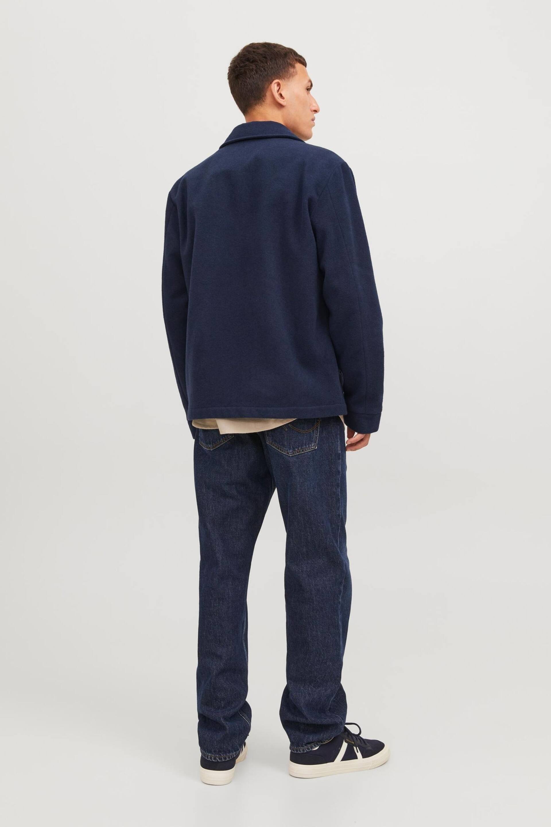 JACK & JONES Blue Wool Zip Up Shacket - Image 2 of 7