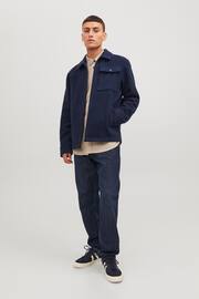 JACK & JONES Blue Wool Zip Up Shacket - Image 3 of 7