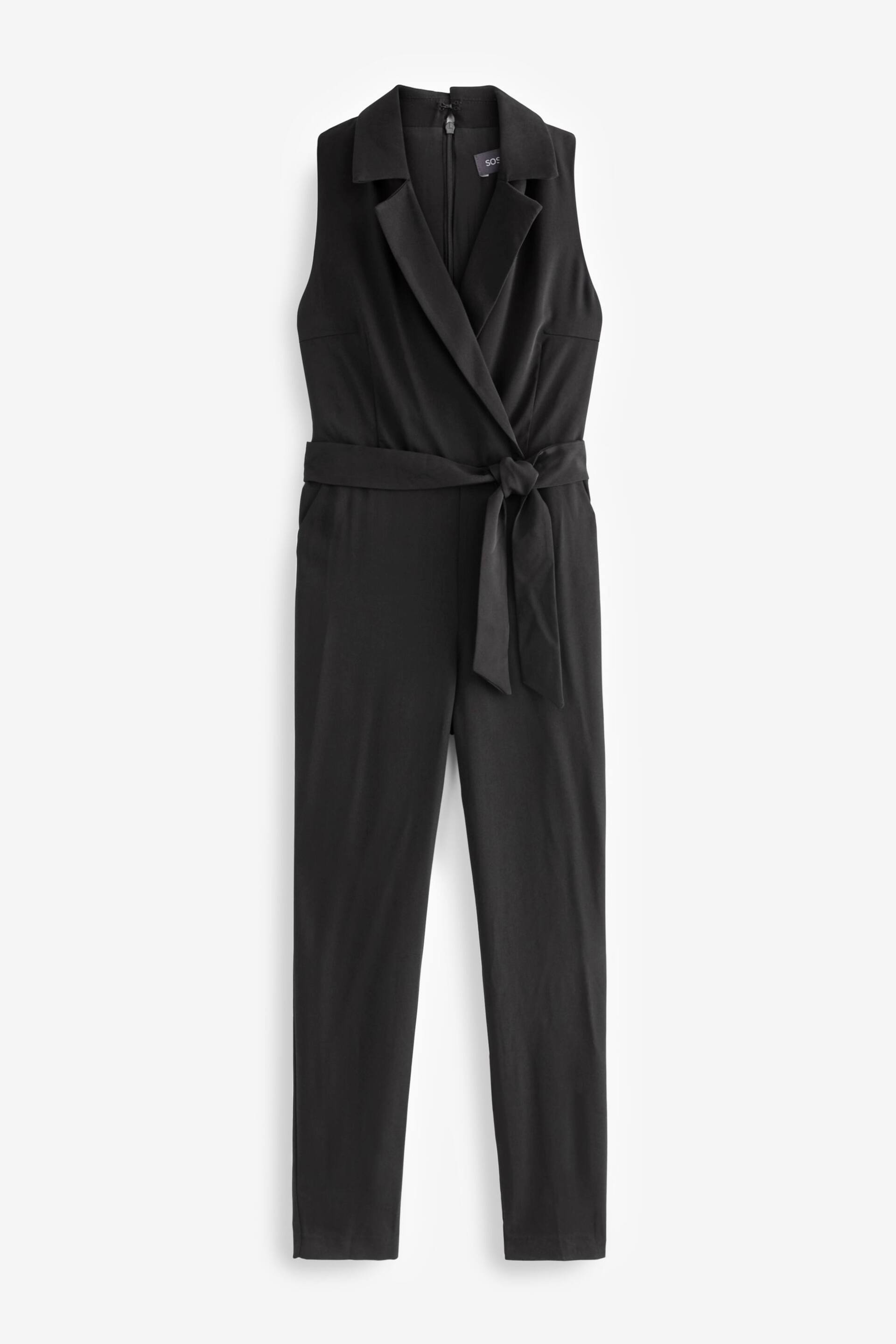 Sosandar Black Tuxedo Wrap Tapered Jumpsuit - Image 5 of 5