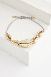 Gold Tone Shell Pully Bracelet Made With Recycled Metal - Image 2 of 3