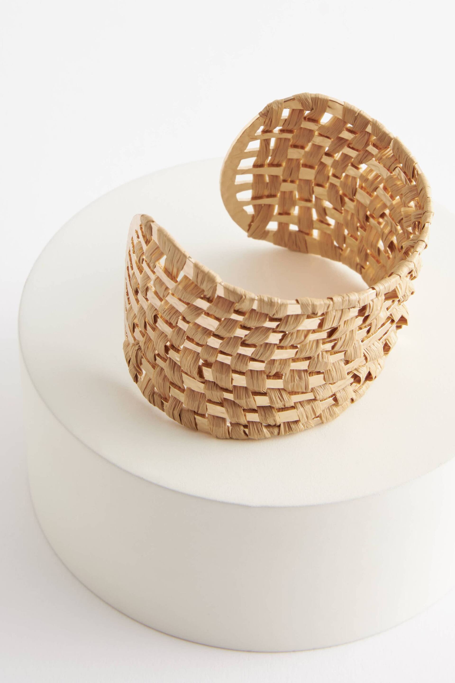 Natural Raffia Weave Cuff Bracelet - Image 3 of 3