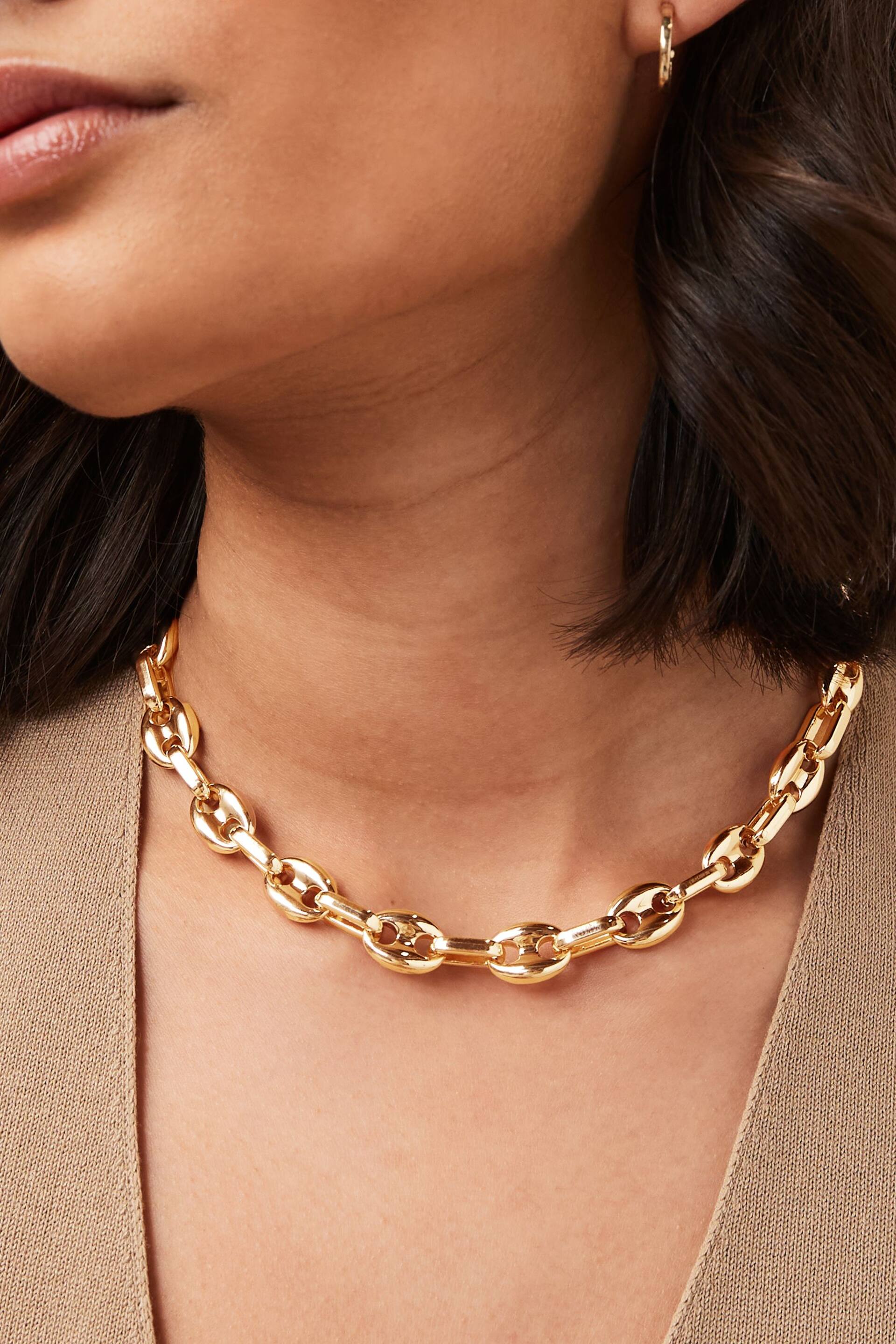 Gold Tone Chain Link Choker Necklace - Image 1 of 4