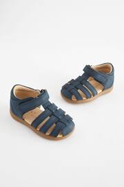 Navy Standard Fit (F) Baby Touch Fastening Leather First Walker Sandals - Image 1 of 7