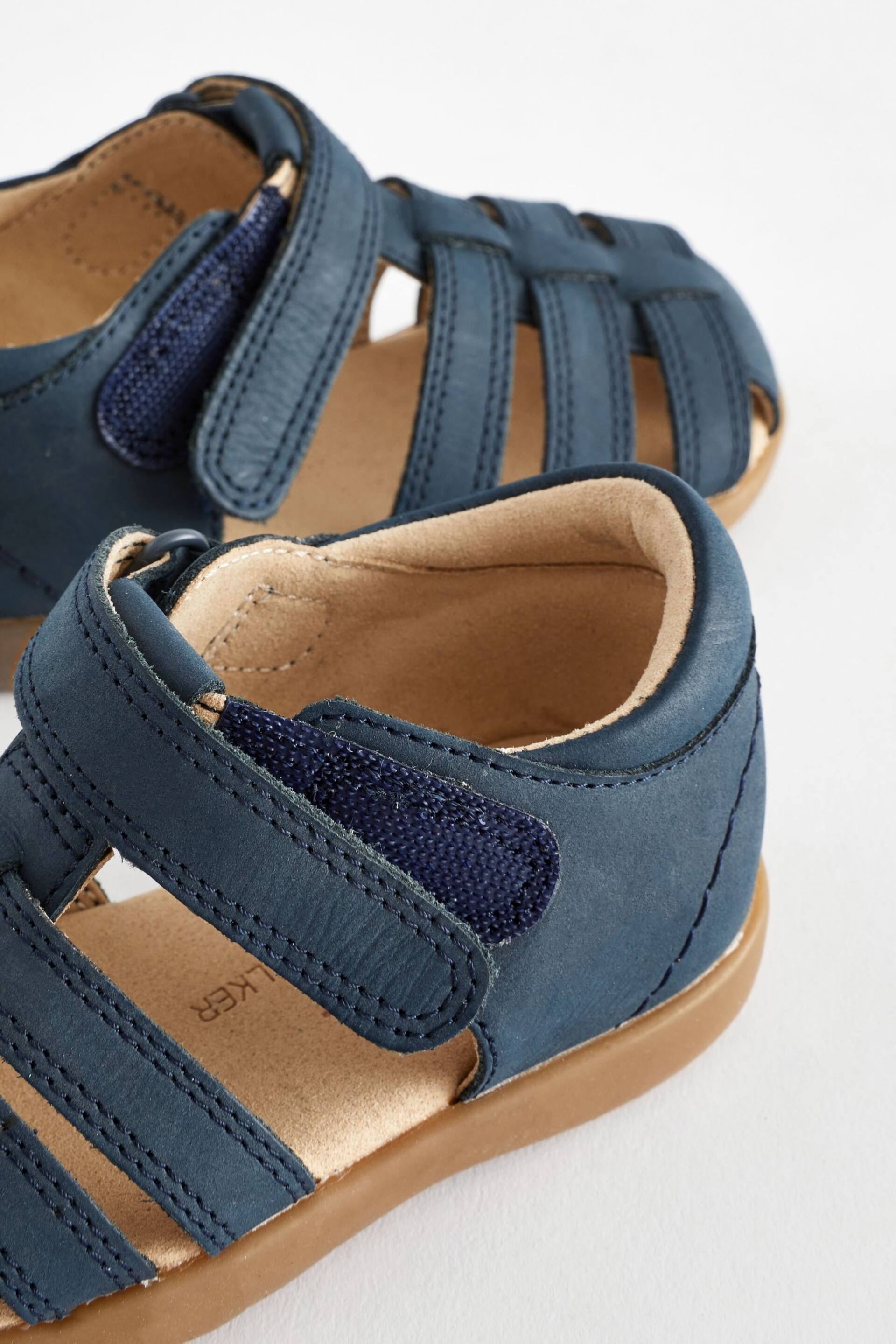 Navy Standard Fit (F) Baby Touch Fastening Leather First Walker Sandals - Image 7 of 7