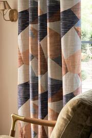 Blue/Orange Collection Luxe Heavyweight Cut Velvet Abstract Eyelet Lined Curtains - Image 3 of 5