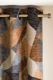 Blue/Orange Collection Luxe Heavyweight Cut Velvet Abstract Eyelet Lined Curtains - Image 4 of 5