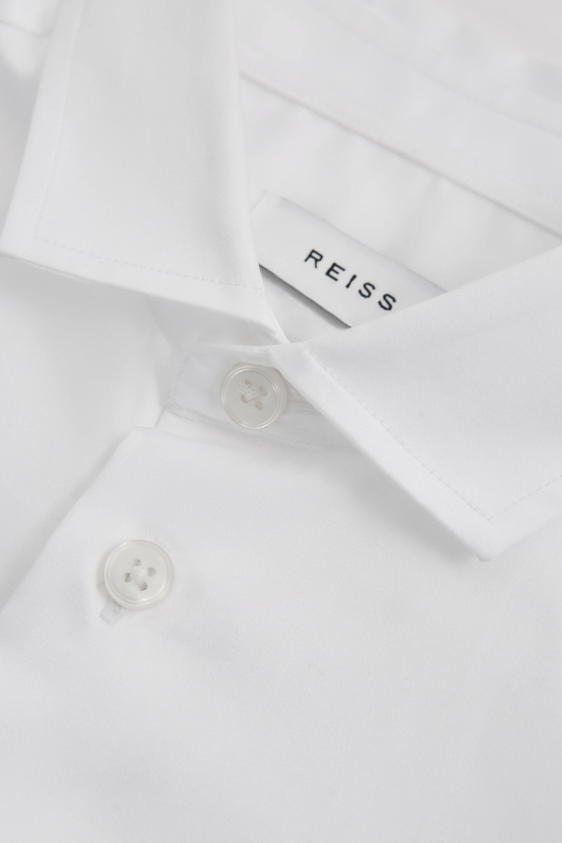 Reiss White Remote Teen Slim Fit Cotton Shirt - Image 6 of 6