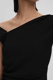 Reiss Black Miller Asymmetric Bodycon Midi Dress - Image 4 of 6