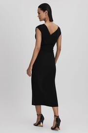 Reiss Black Miller Asymmetric Bodycon Midi Dress - Image 5 of 6