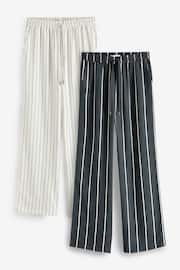 Black & White Stripe Linen Blend Trousers 2 Pack - Image 1 of 4