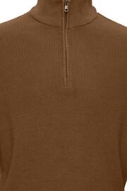 Blend Brown Codford Lightweight Knitted Funnel Neck Pullover Jumper - Image 5 of 5
