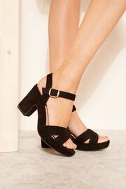 Friends Like These Black Wide FIt Cross Strap Platform Block Heel Sandal - Image 4 of 4