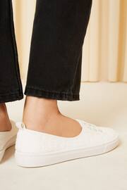 Friends Like These White Broderie Plimsoll Lace Up Pump Trainers - Image 4 of 4