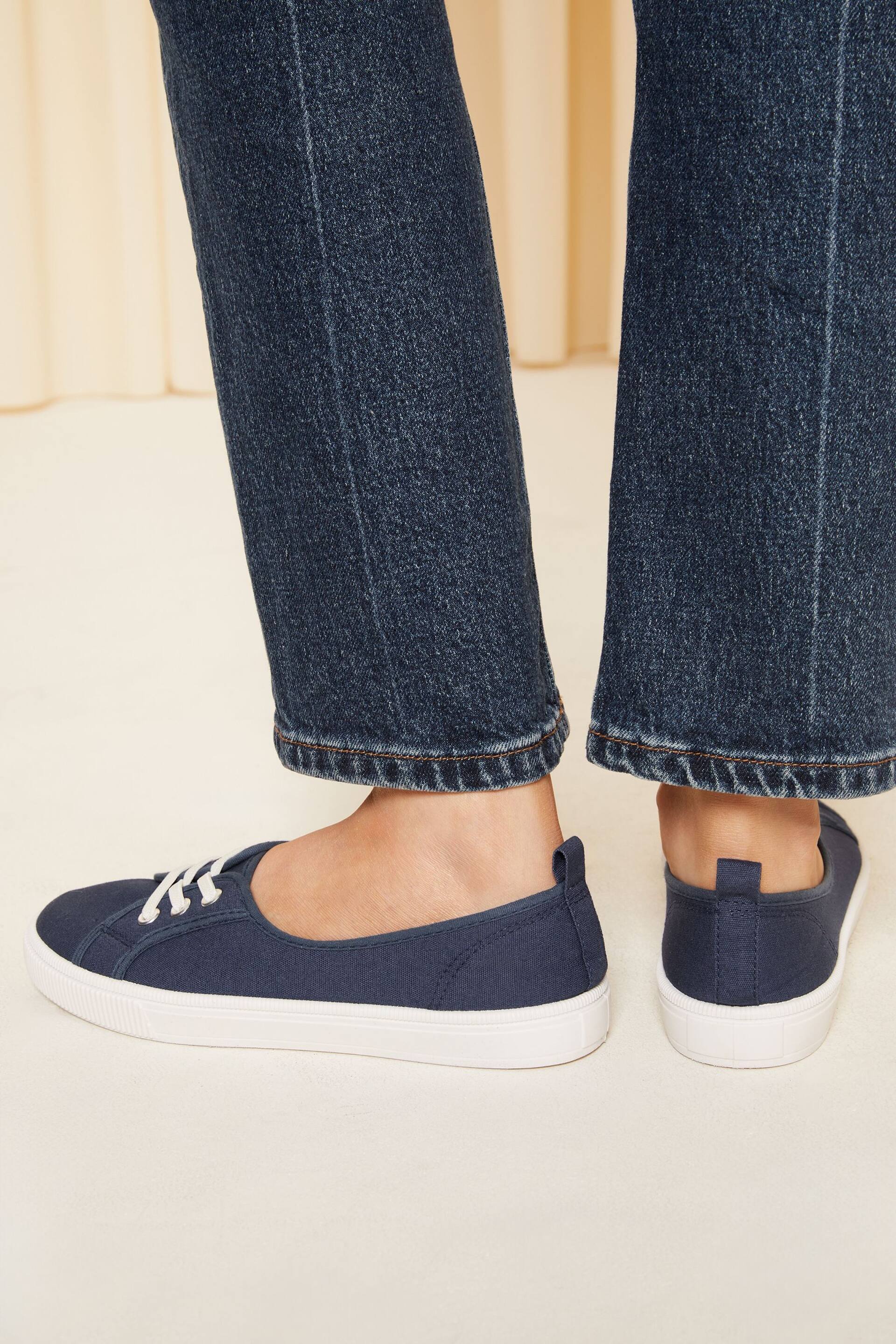 Friends Like These Navy Blue Plimsoll Lace Up Pump Trainers - Image 2 of 4