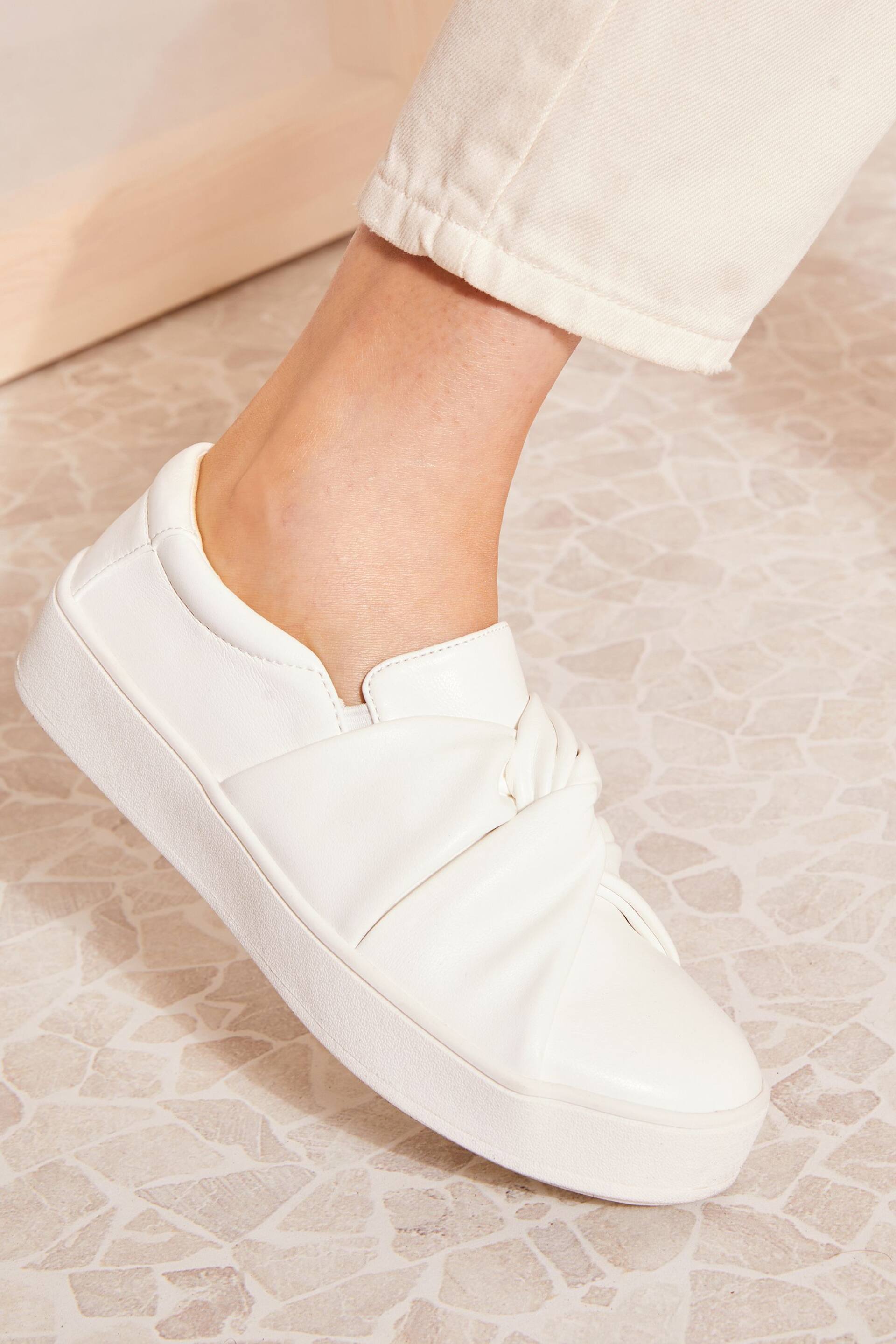Friends Like These White Faux Leather Knot Flatform Slip On Trainers - Image 4 of 4