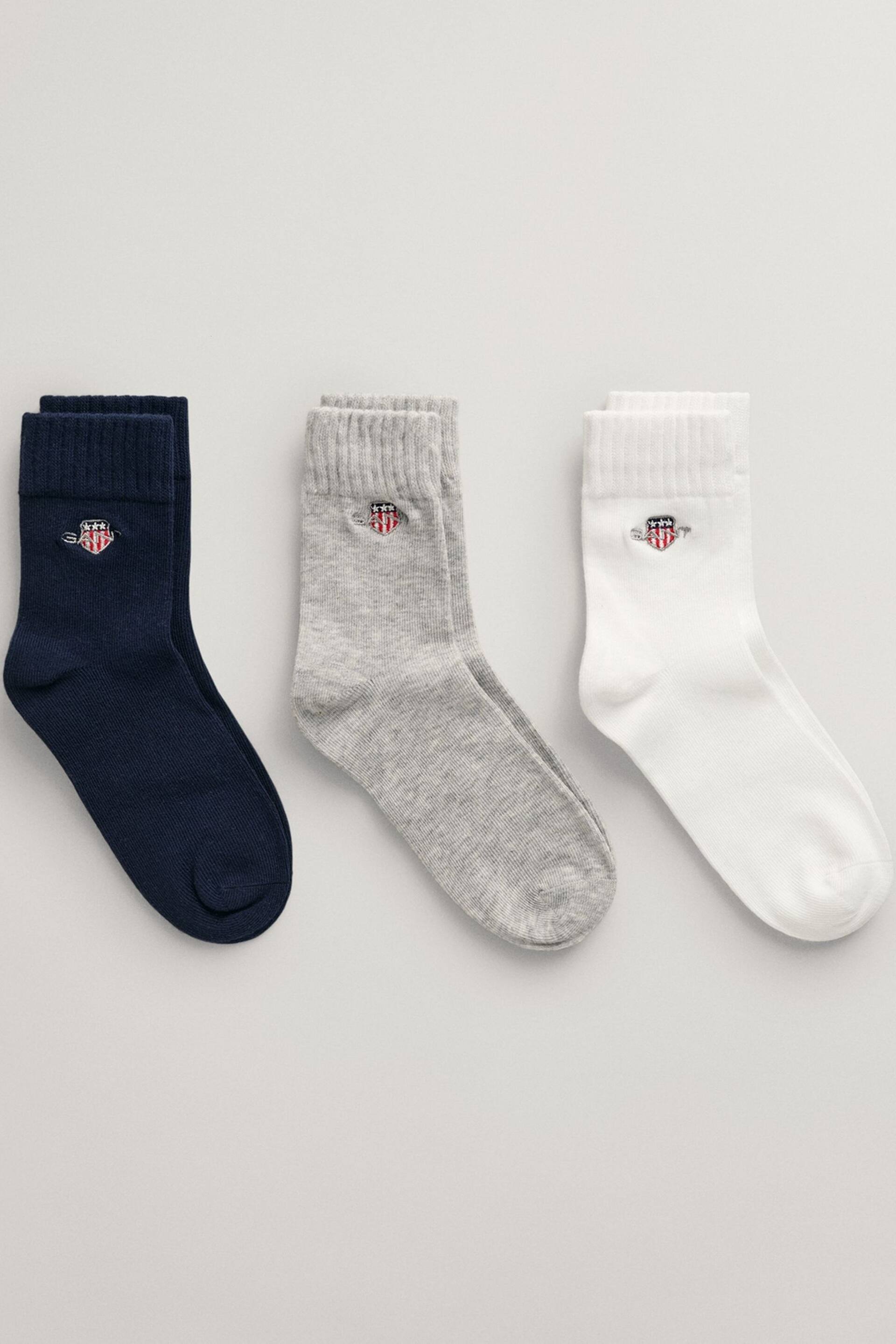 GANT Kids Blue Shield Socks 3 Pack - Image 1 of 1