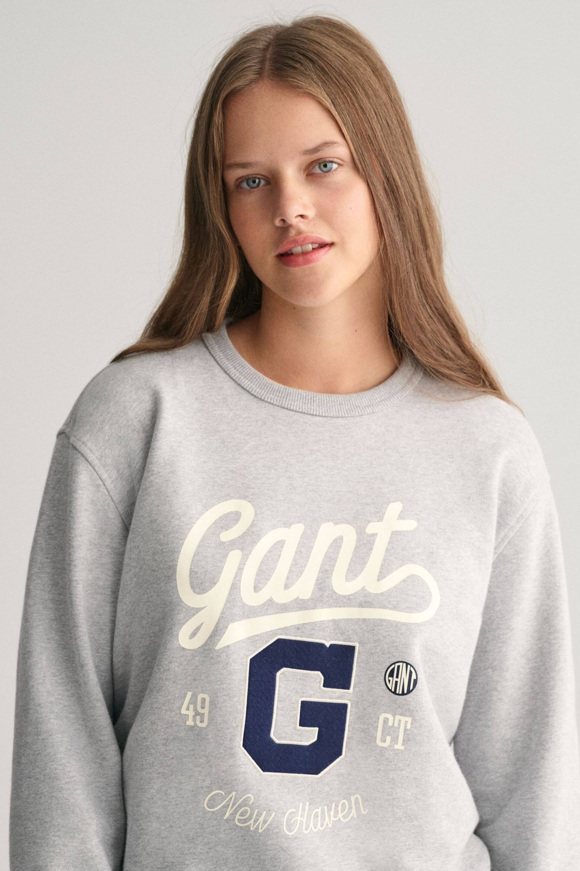 GANT Teens Grey Graphic Crew Neck Sweatshirt - Image 4 of 6