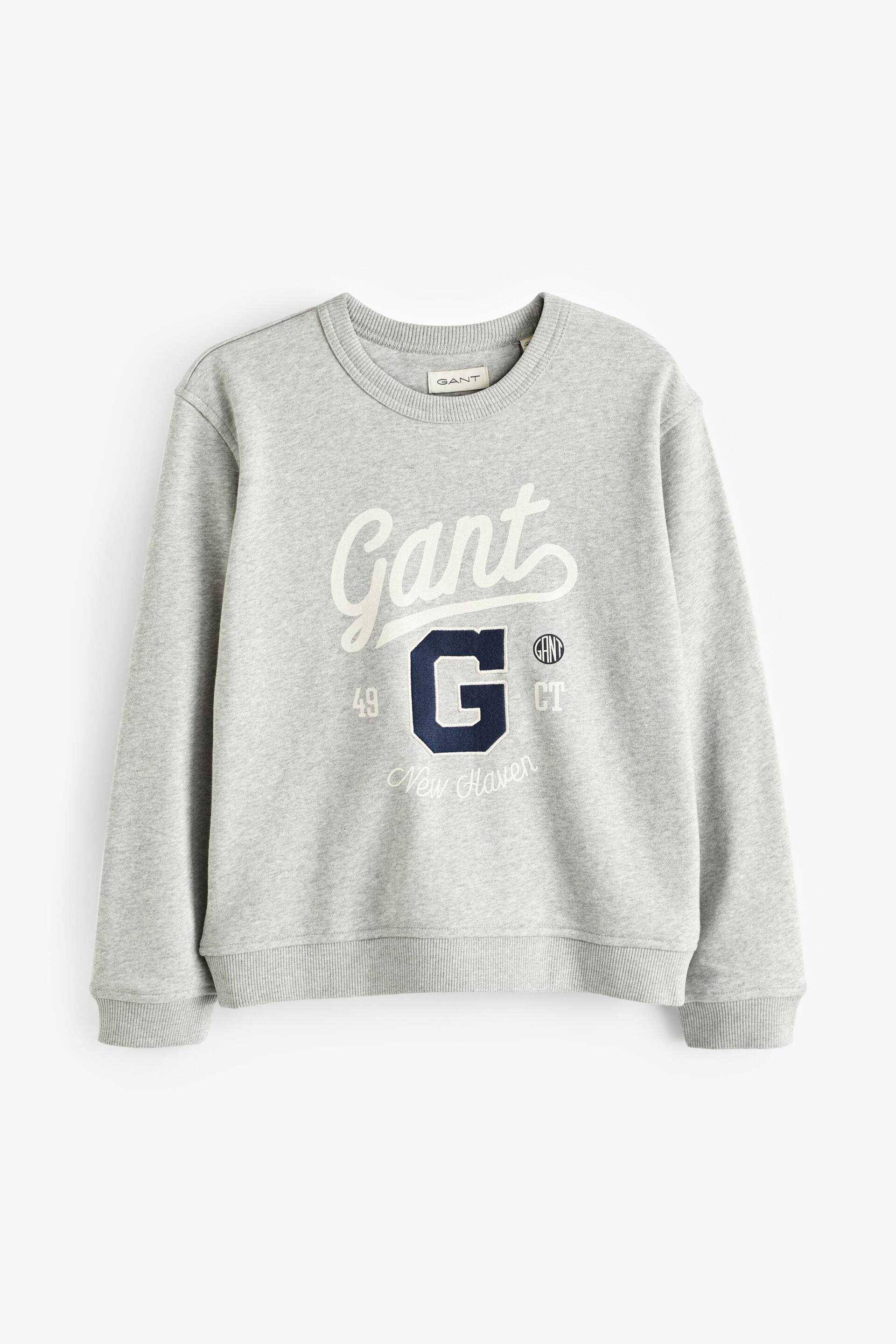 GANT Teens Grey Graphic Crew Neck Sweatshirt - Image 5 of 6