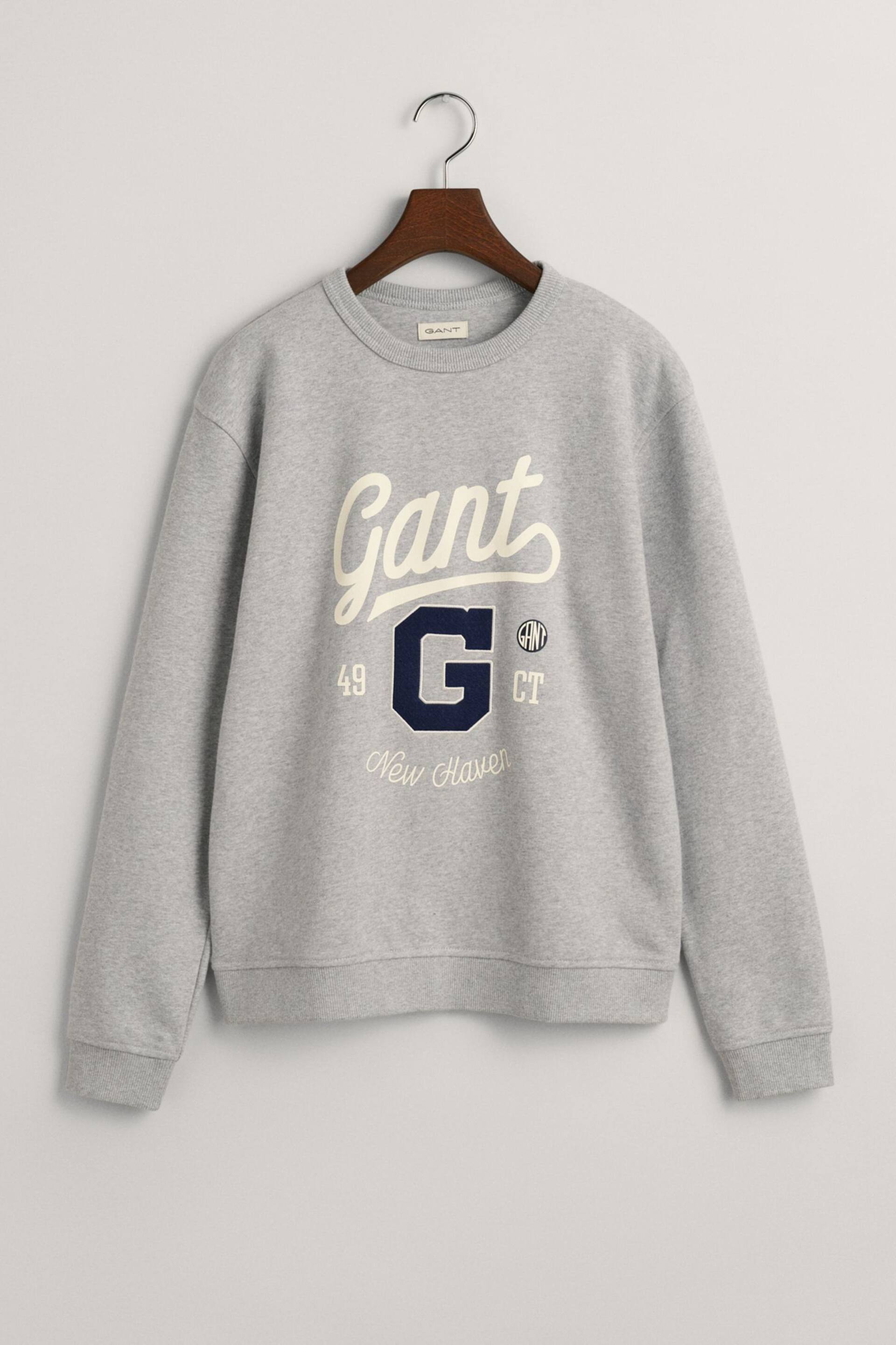 GANT Teens Grey Graphic Crew Neck Sweatshirt - Image 6 of 6