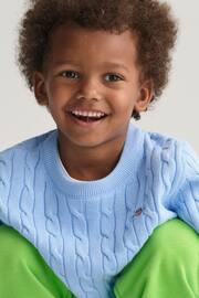 GANT Kids Shield Cotton Cable Knit Crew Neck Sweater - Image 4 of 6