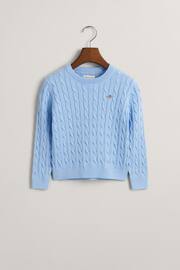 GANT Kids Shield Cotton Cable Knit Crew Neck Sweater - Image 5 of 6
